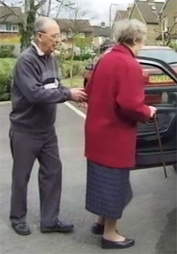 A volunteer driver takes a client to a medical appointment.